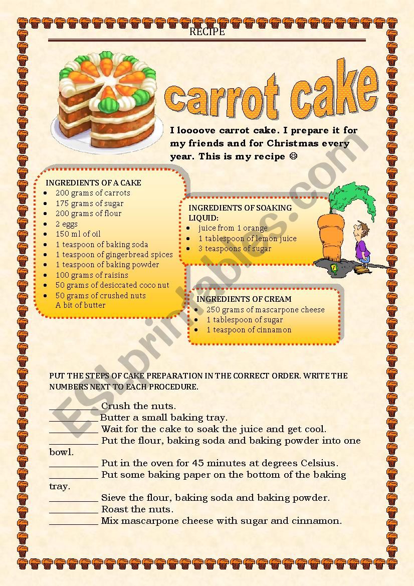 Vocabulary Revision 6A Ways Of Cooking RECIPE With Key ESL 