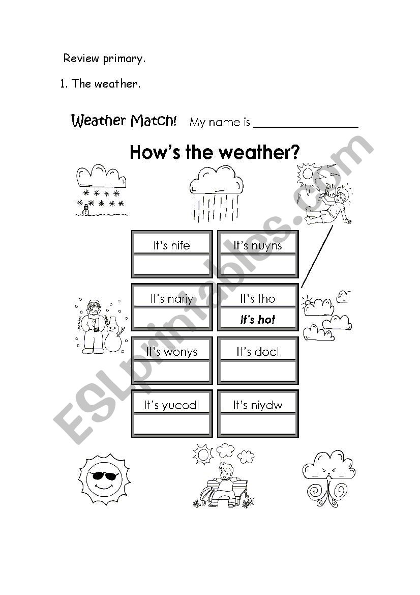 How´s thw weather? - ESL worksheet by Marta Pami