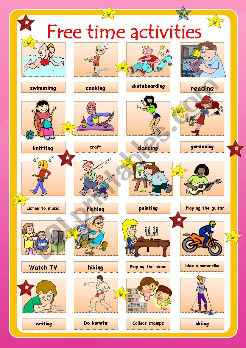 Hobbies Free Time Activities ESL Worksheet By Myemma