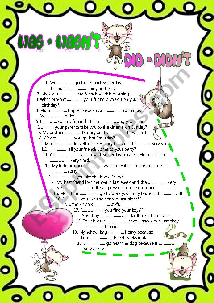 was-wasn-t-did-didn-t-esl-worksheet-by-vivienne71