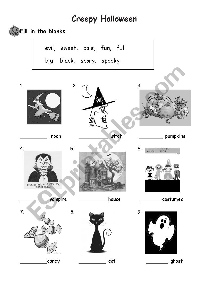 Creepy Halloween worksheet