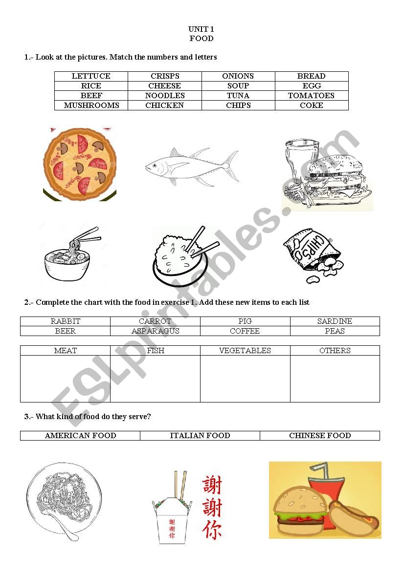 FOOD ACTIVITIES worksheet