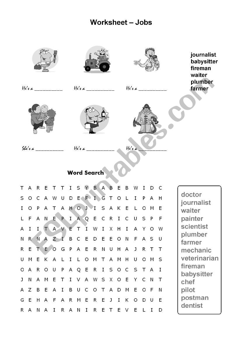 Worksheet Jobs worksheet