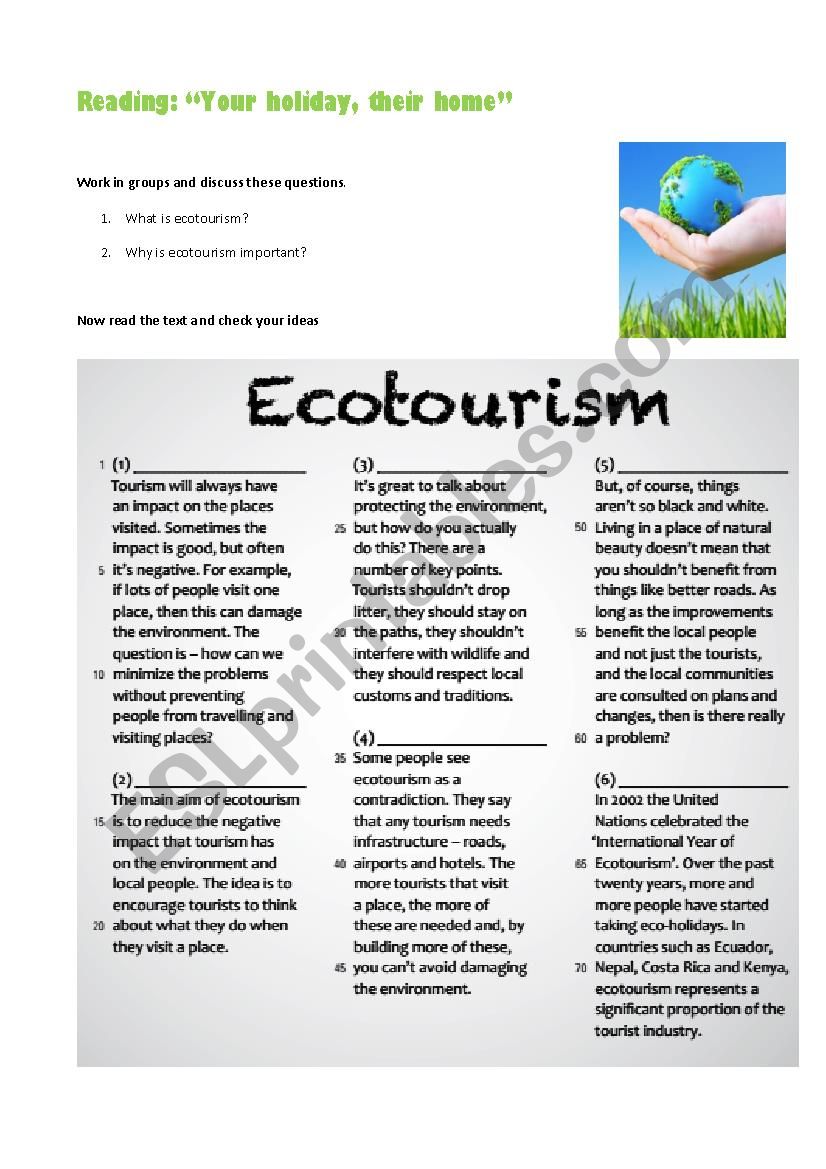 Reading: Your holiday, their home (Ecoturism)