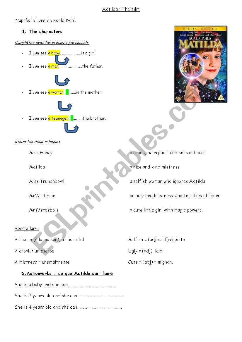 Matilda the film worksheet