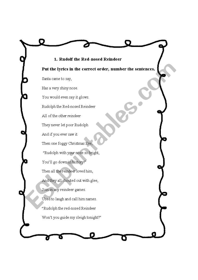 Christmas song lesson worksheet