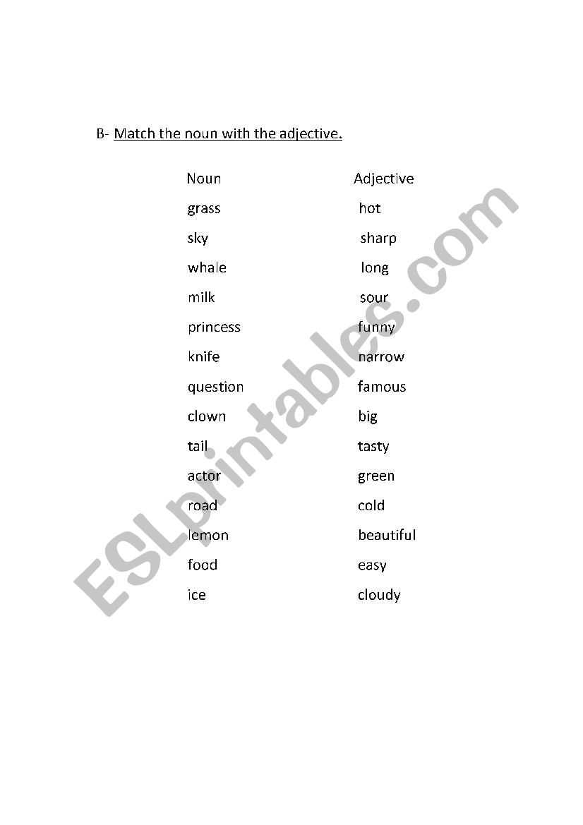 adjectives worksheet