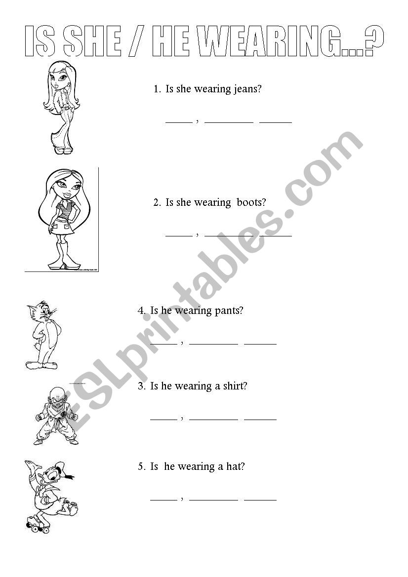 is she/he wearing...? worksheet