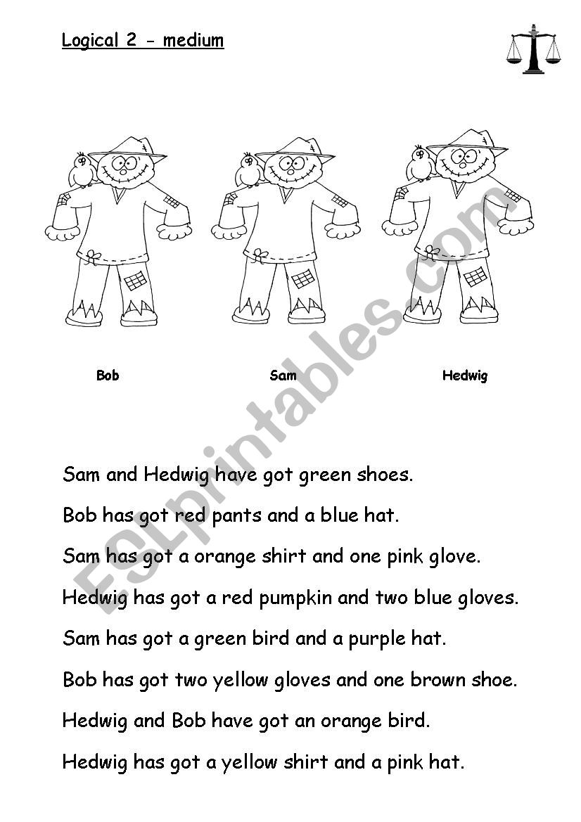 medium logical scarecrows worksheet