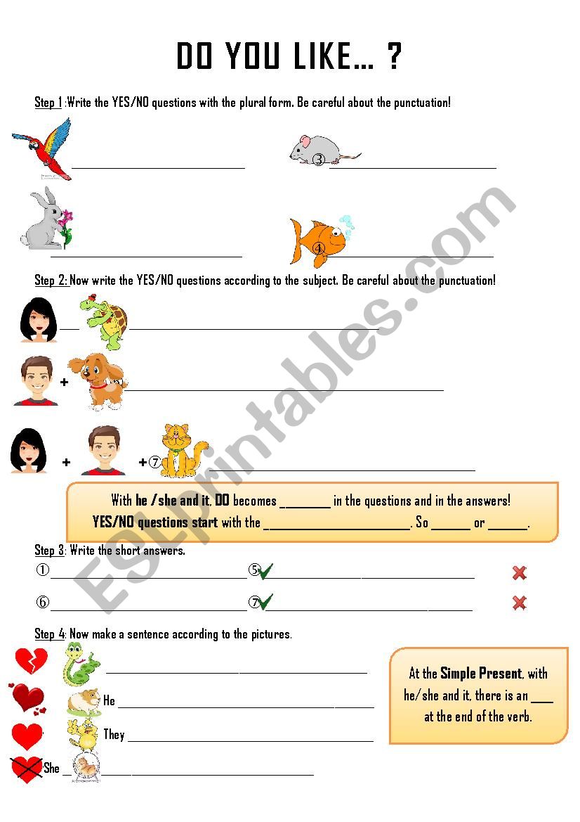 DO YOU LIKE...? worksheet