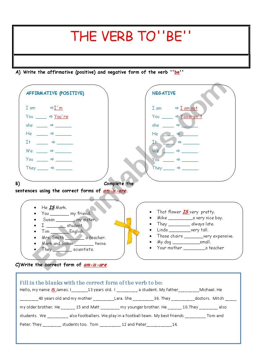 THE VERB TO´´BE´´ - ESL worksheet by flyinamber