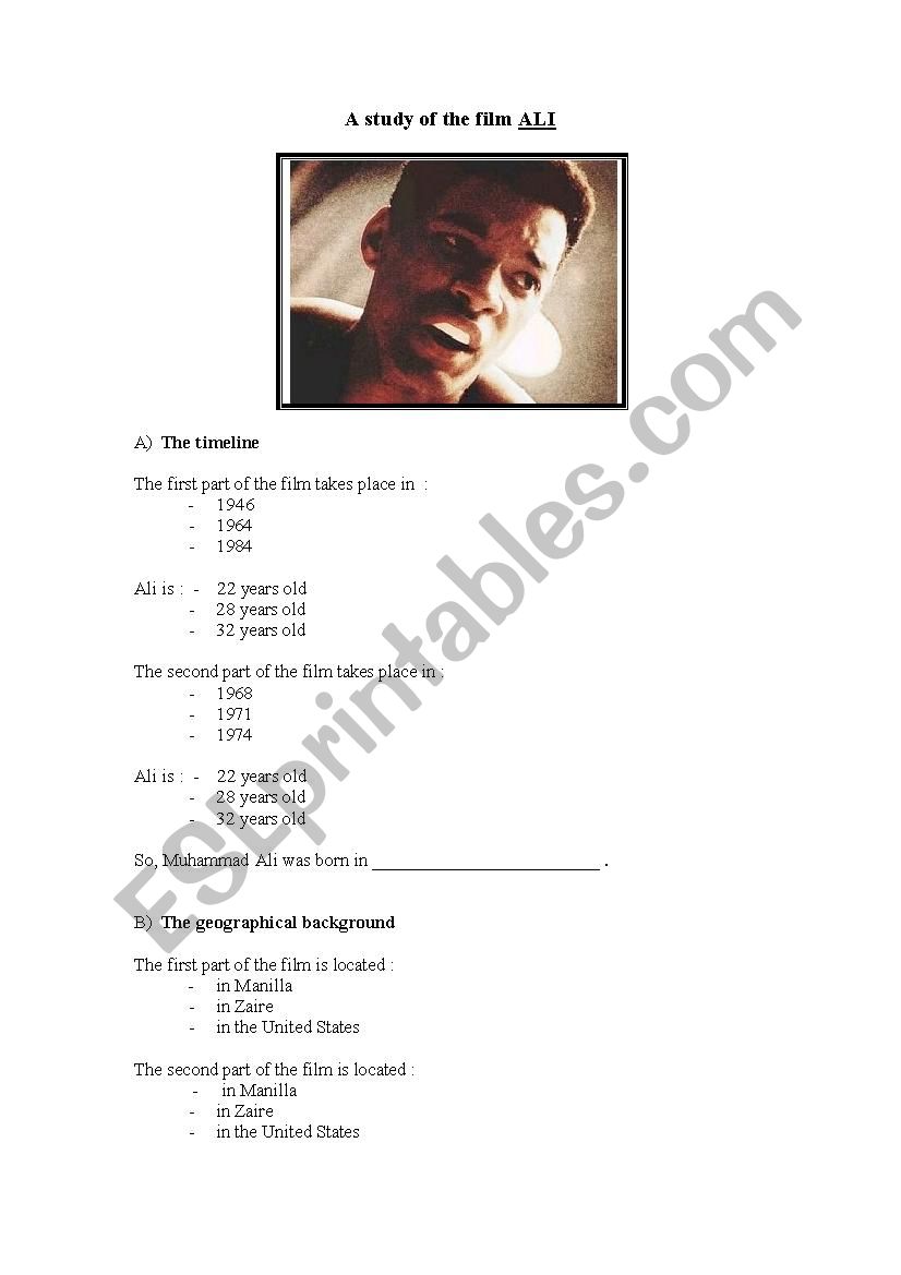 a study of the film Ali, by Michael Mann