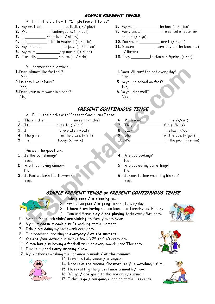 simple present vs.present continuous tense