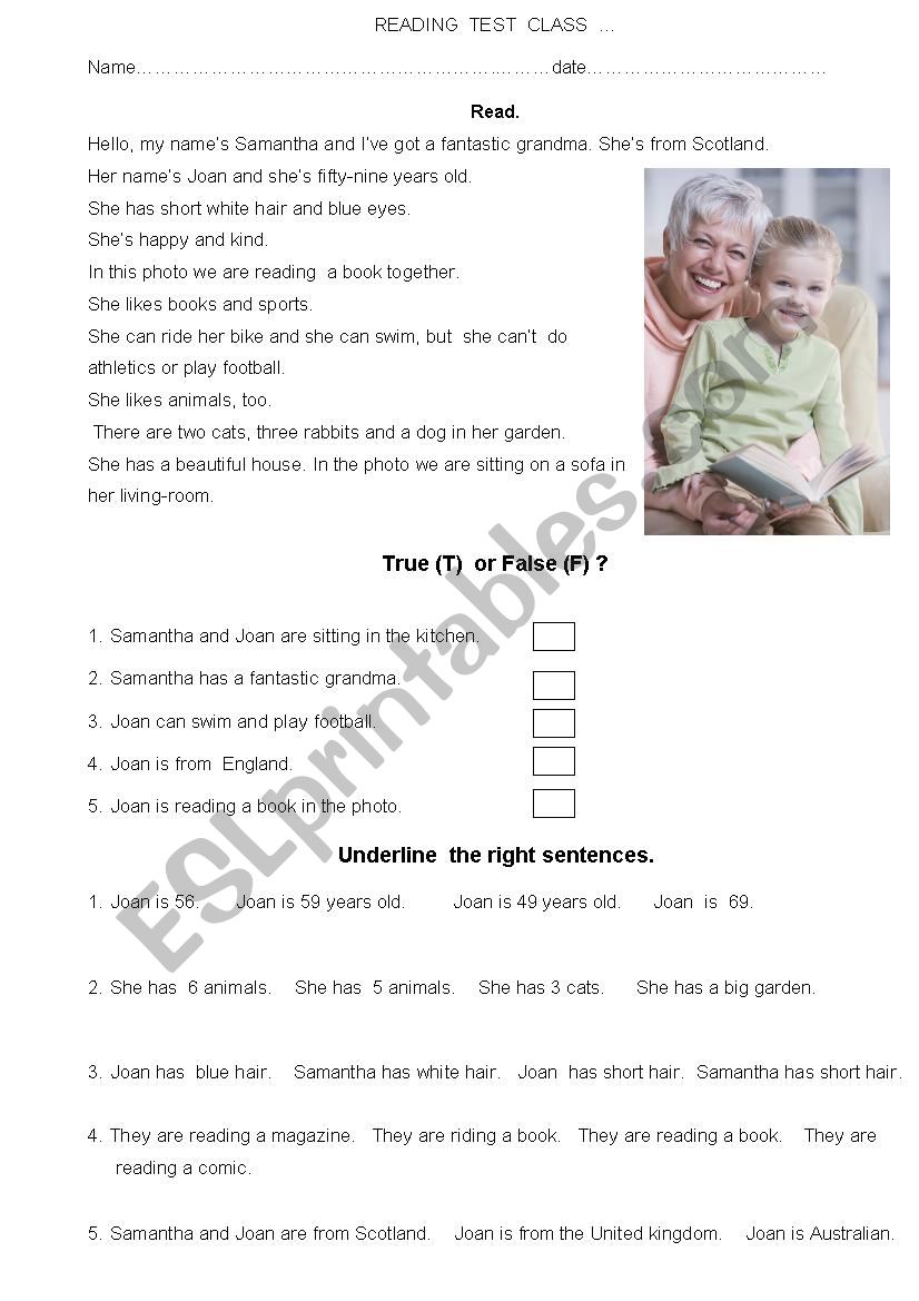 She is my fantastic grandma. worksheet