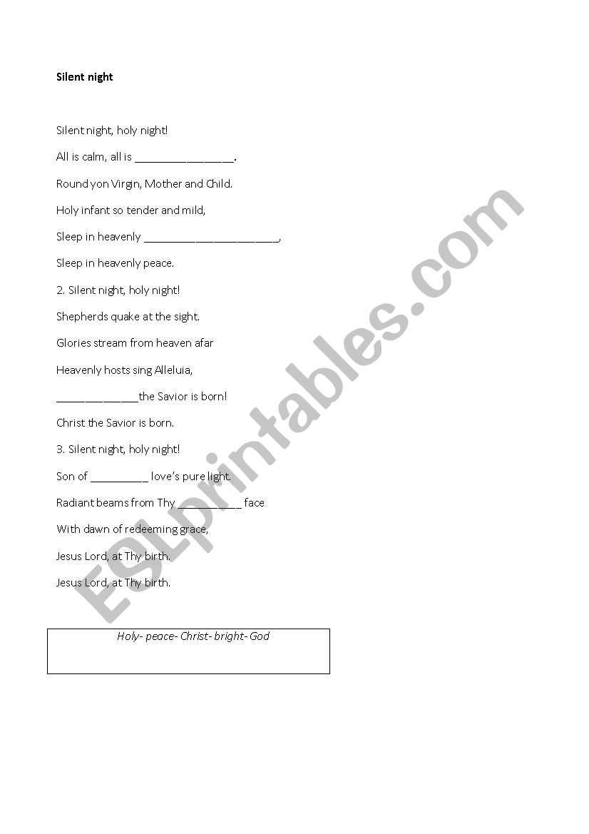 Christmas song worksheet