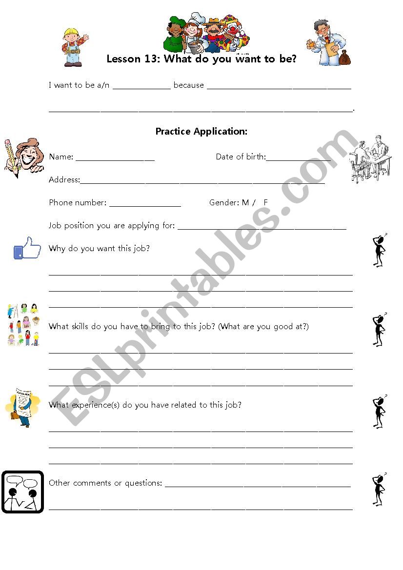 Job Application Practice Sheets 7122