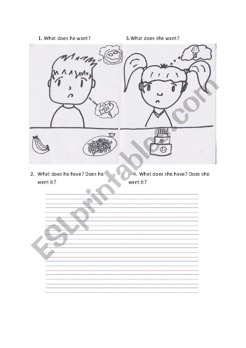 What does he /she have? worksheet