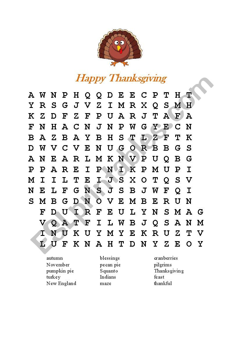 Happy Thanksgiving worksheet