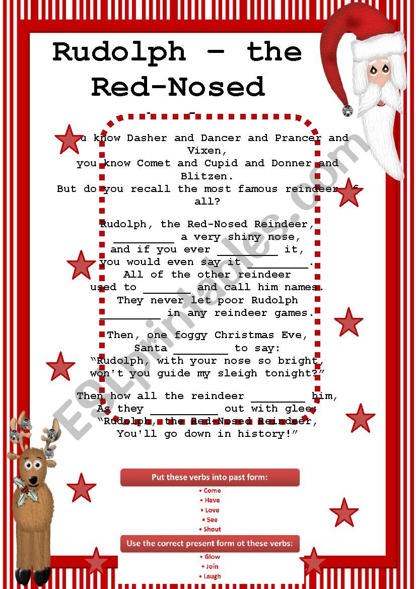 Rudolph - the Red-Nosed Reindeer (fill in the gaps, present and past ...