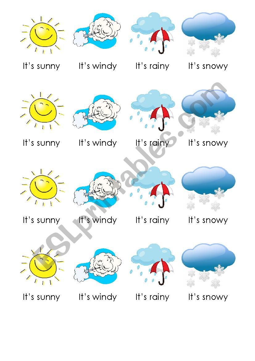 sunny, snowy, rainy windy  worksheet