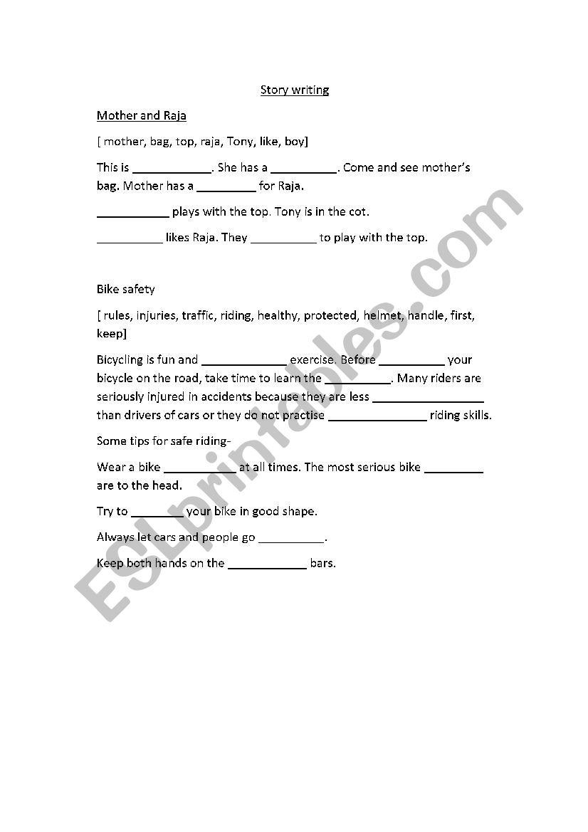 story writing worksheet