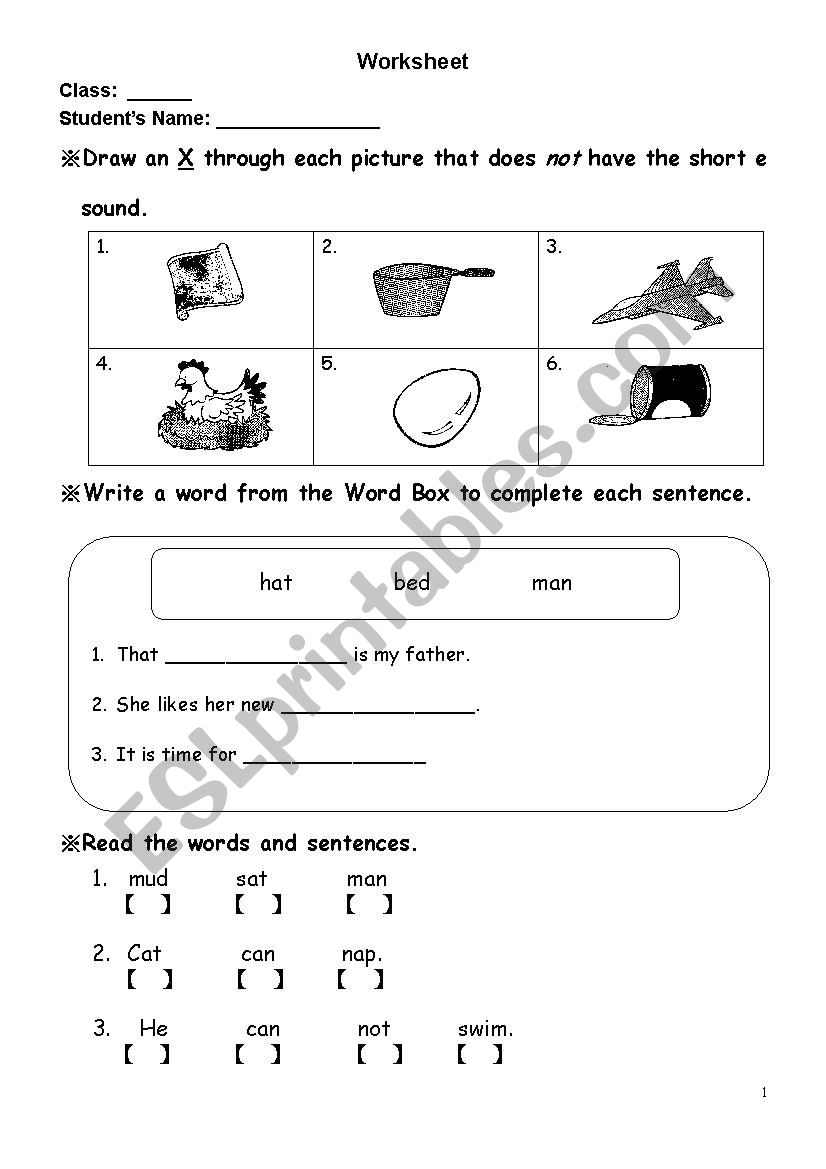 English test 1 worksheet