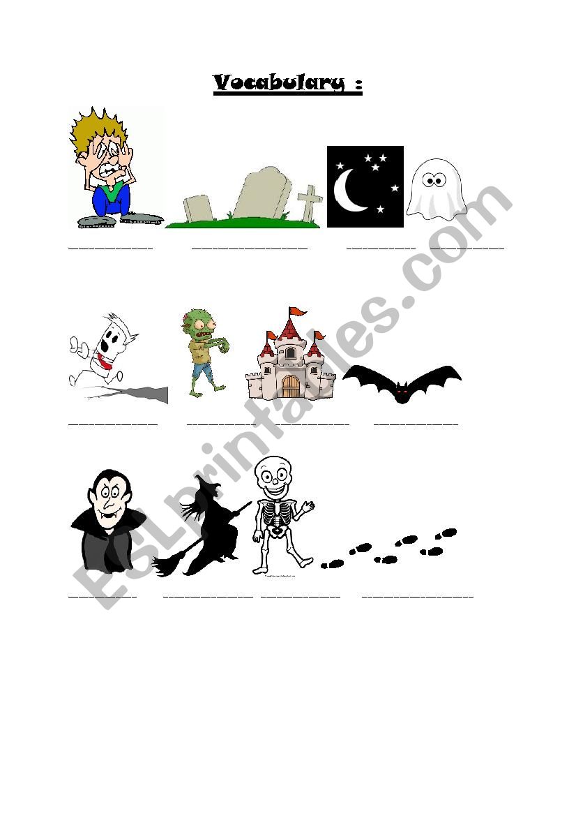 Halloween vocabulary worksheet