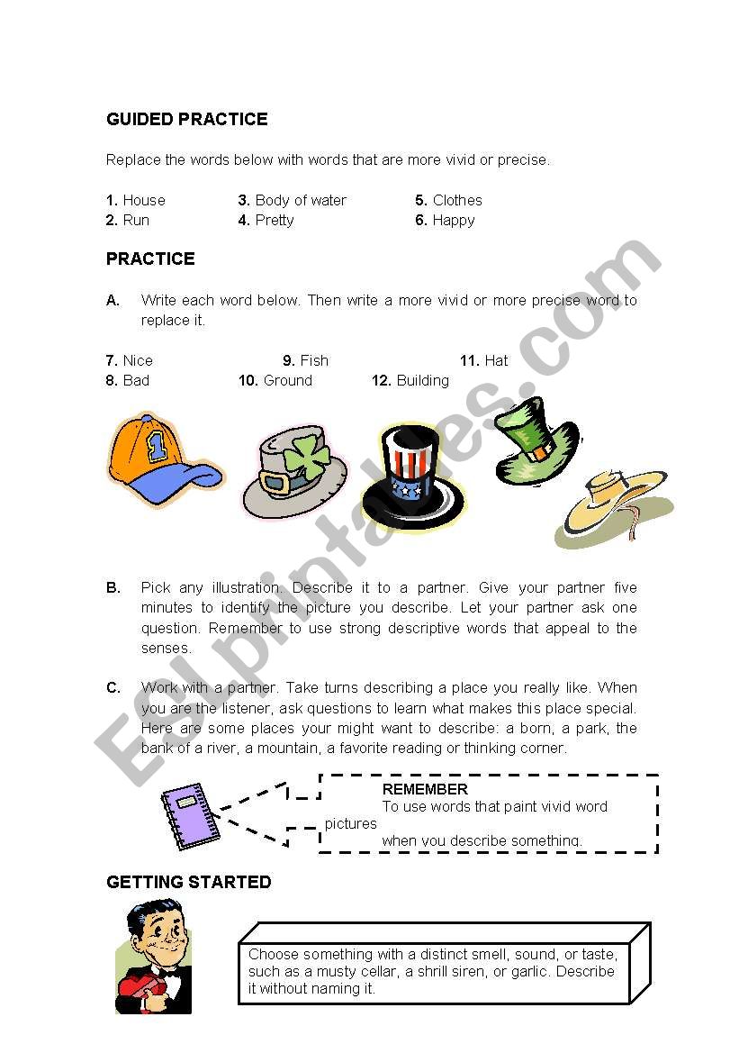 descriptive paragraph esl worksheet by pimoncito