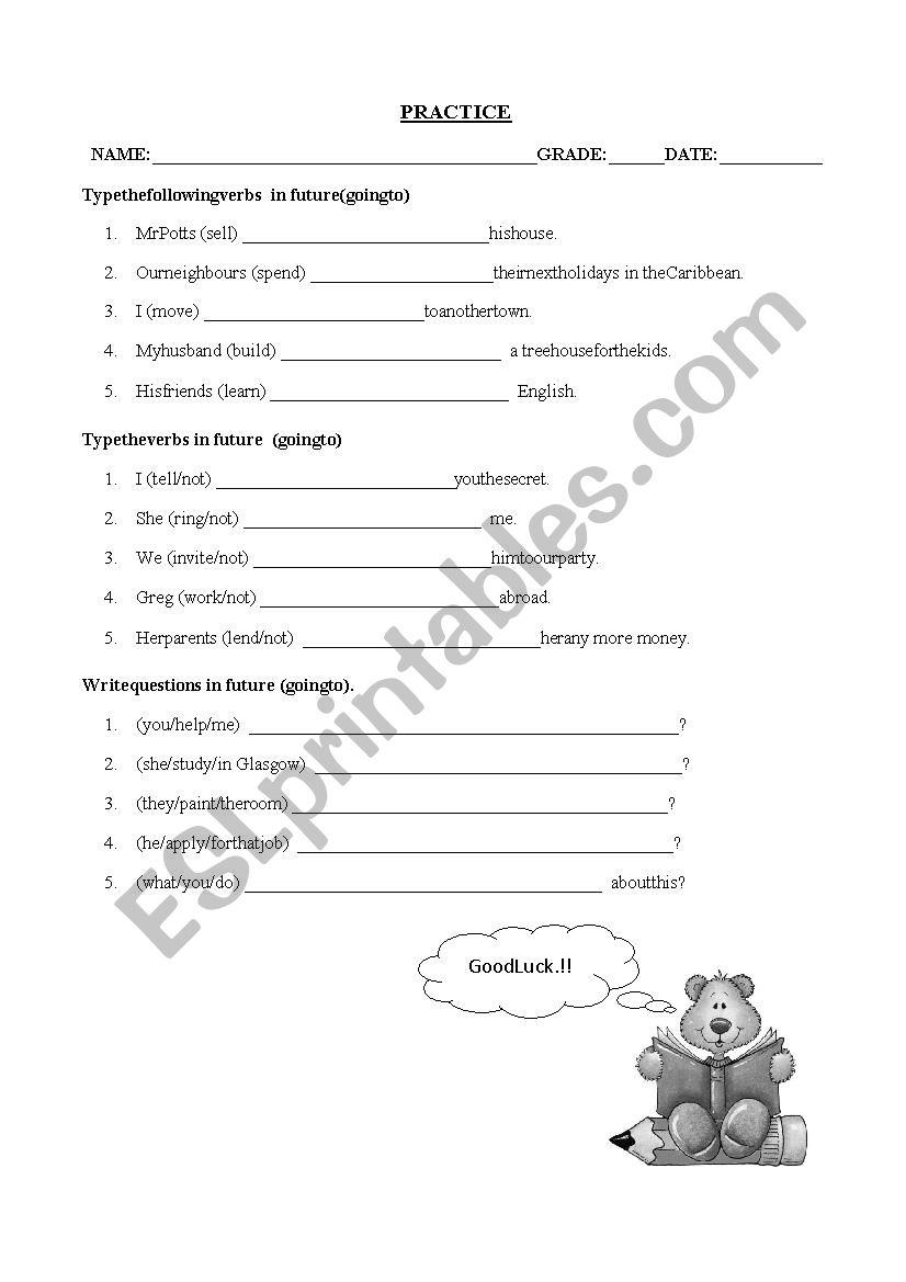 THE GOING TO - ESL worksheet by angizhita21