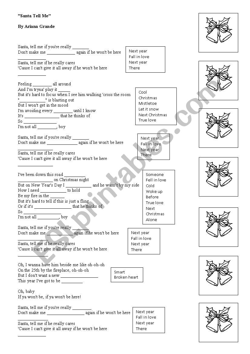 Santa Tell Me Song (Xmas) worksheet