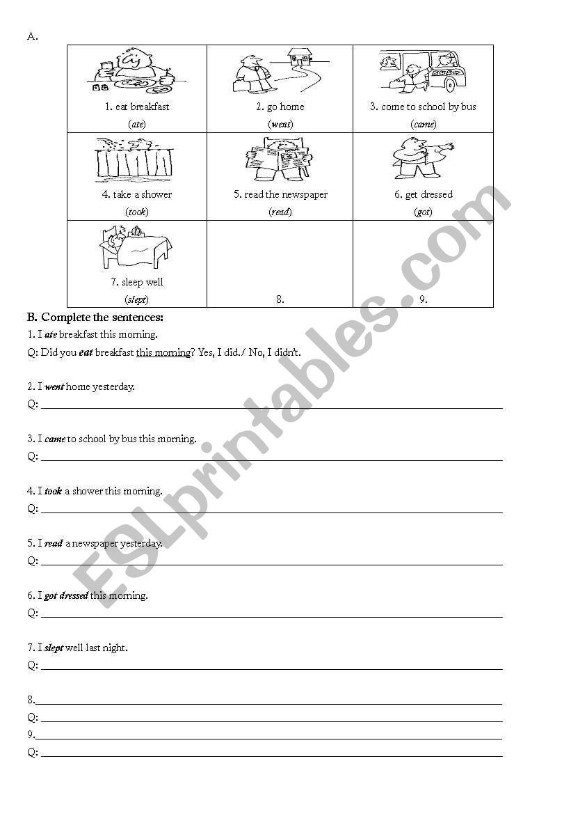 Grammar review: Did you...? worksheet