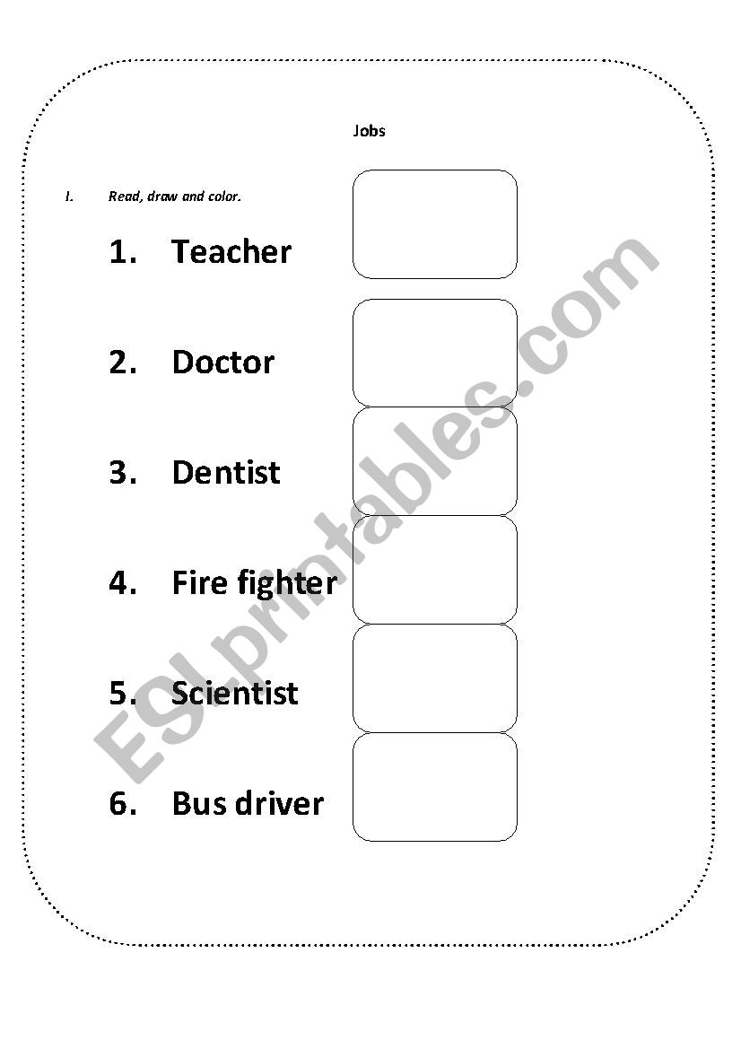 Professions worksheet