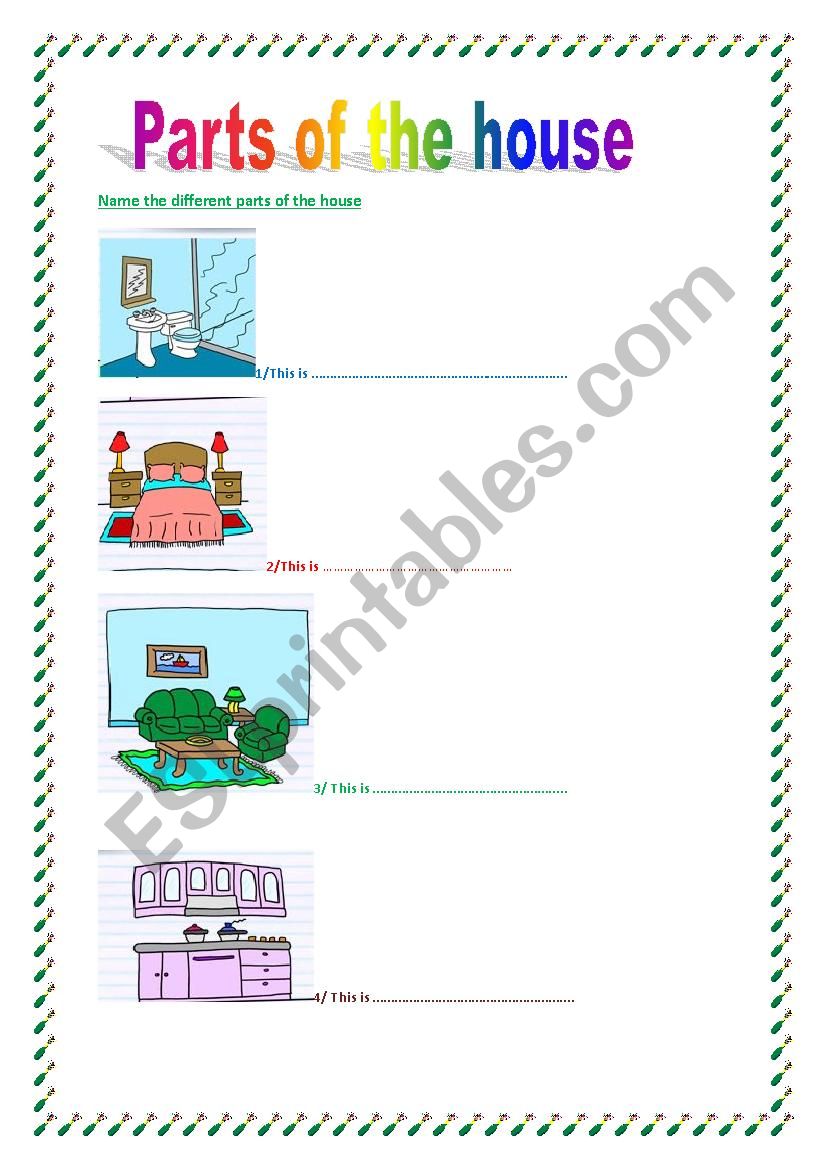 parts of the house worksheet