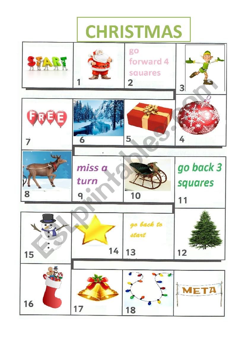 Board game: Christmas worksheet