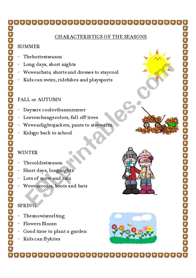 Seasons worksheet