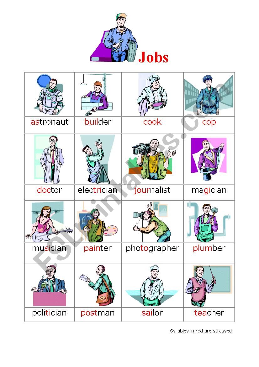 Jobs  worksheet