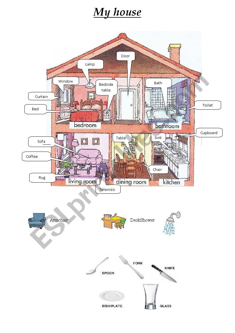 House Vocabulary ESL Worksheet By Maribulle