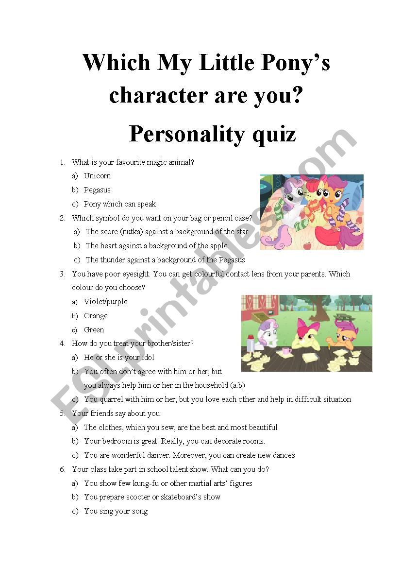 Which My Little Ponys character are you? Personality quiz part 4