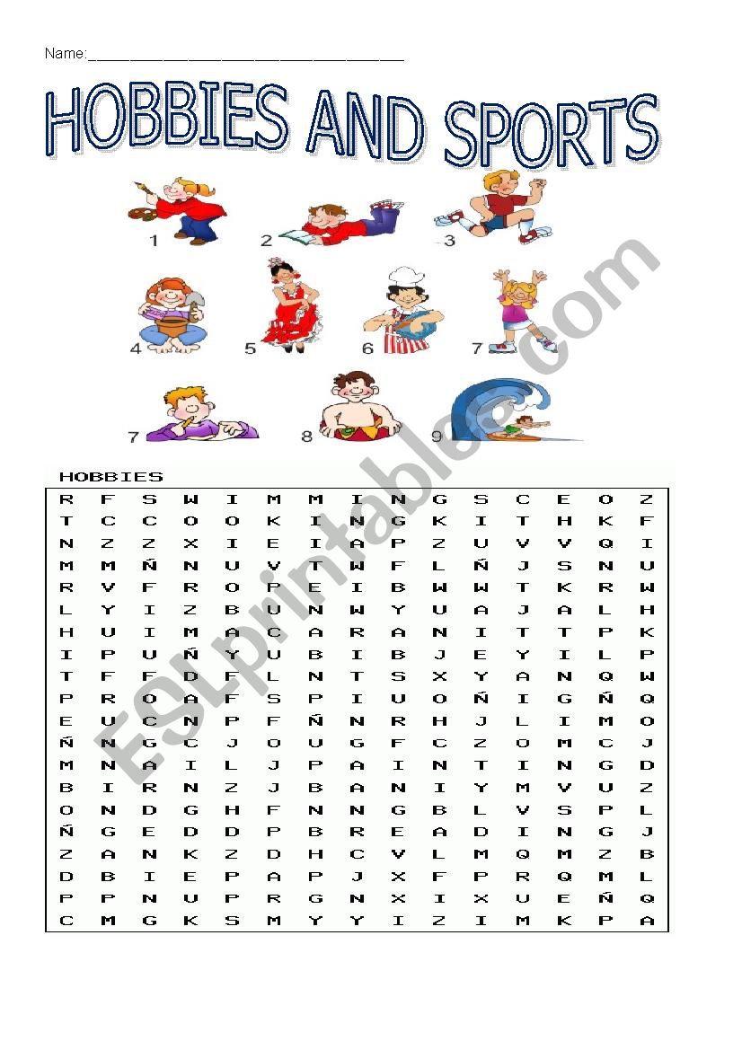 HOBBIES LETTER SOUP ESL Worksheet By Mer 90