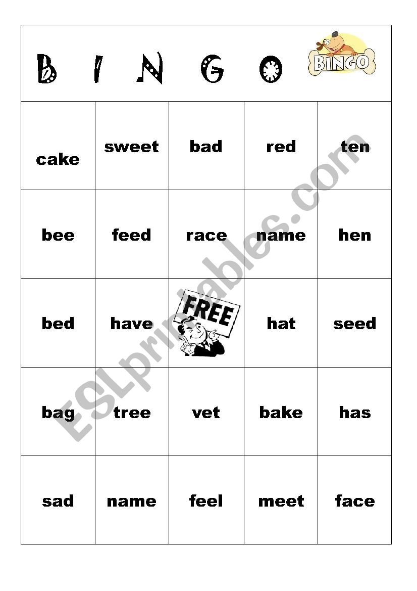 bingo worksheet