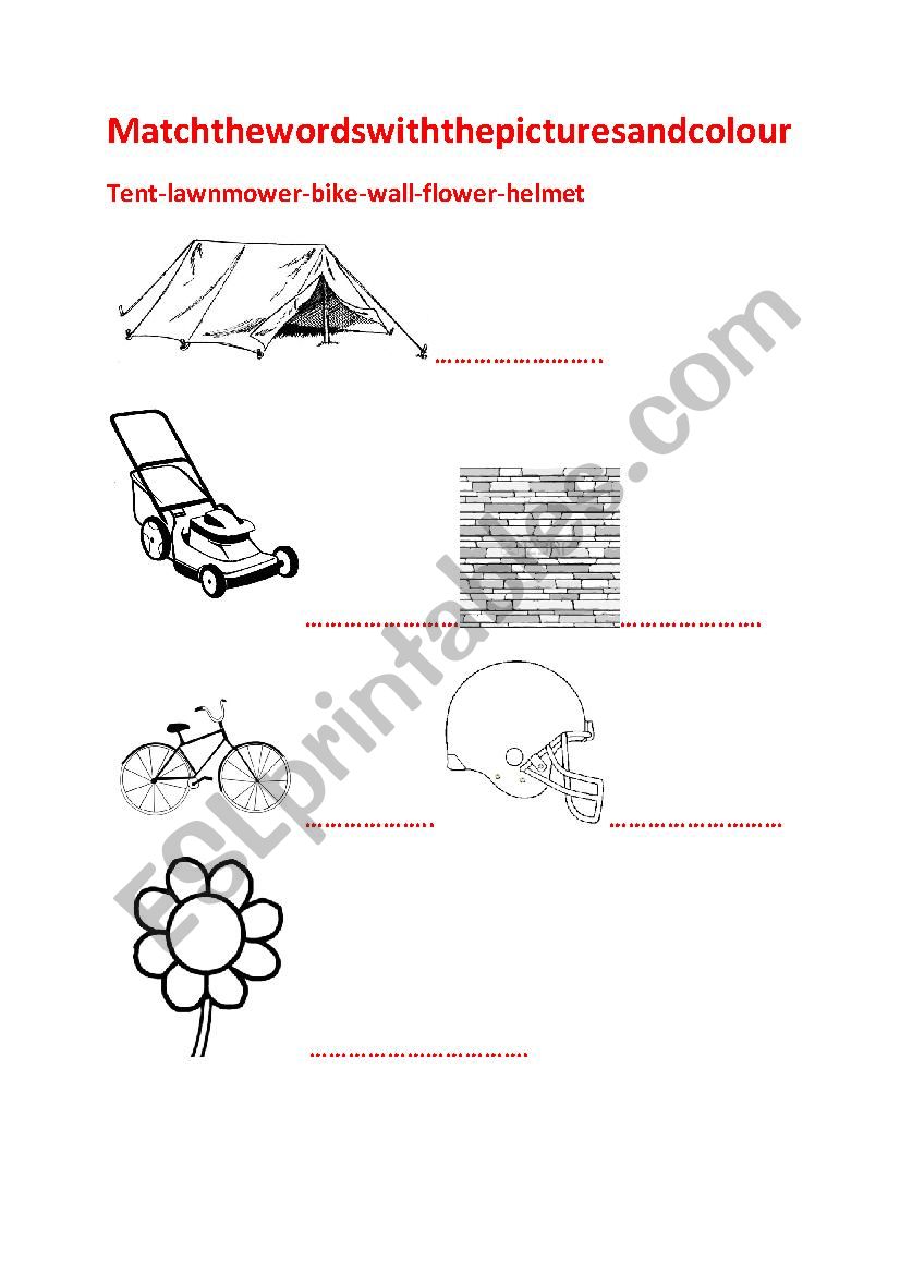 camping vocabulary-colour worksheet