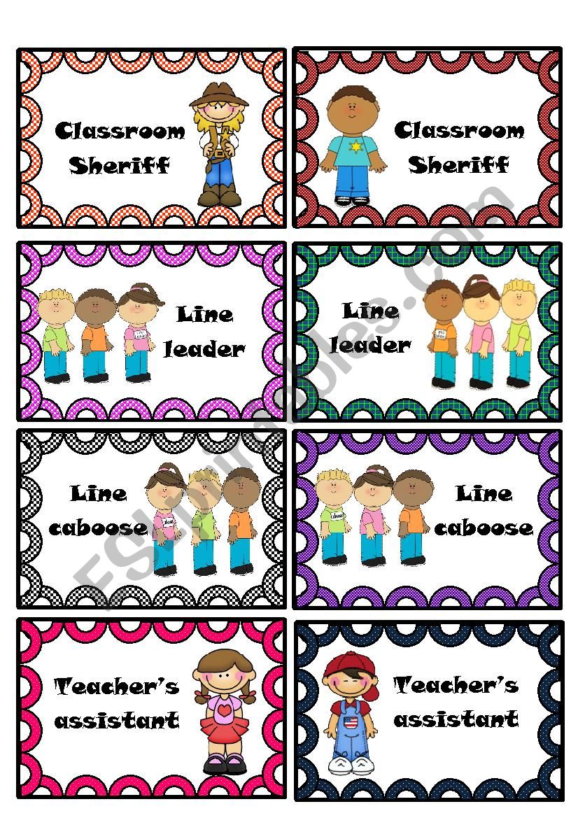 Classroom Helper Chart Free Printables