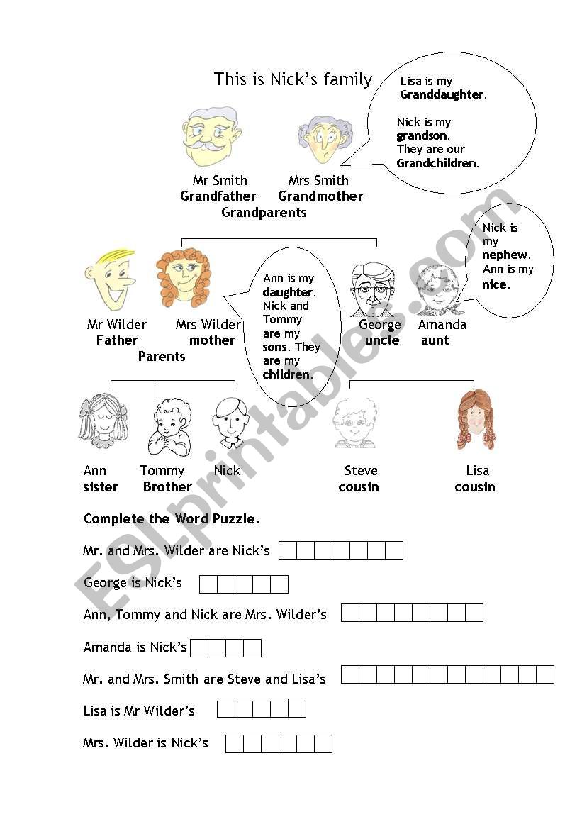 Family worksheet