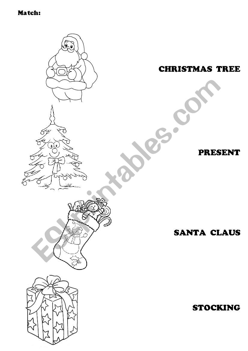 Christmas match - ESL worksheet by pampurio089