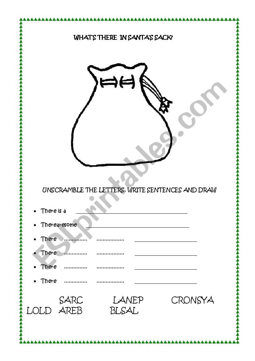 Whats there is Santas sack? worksheet