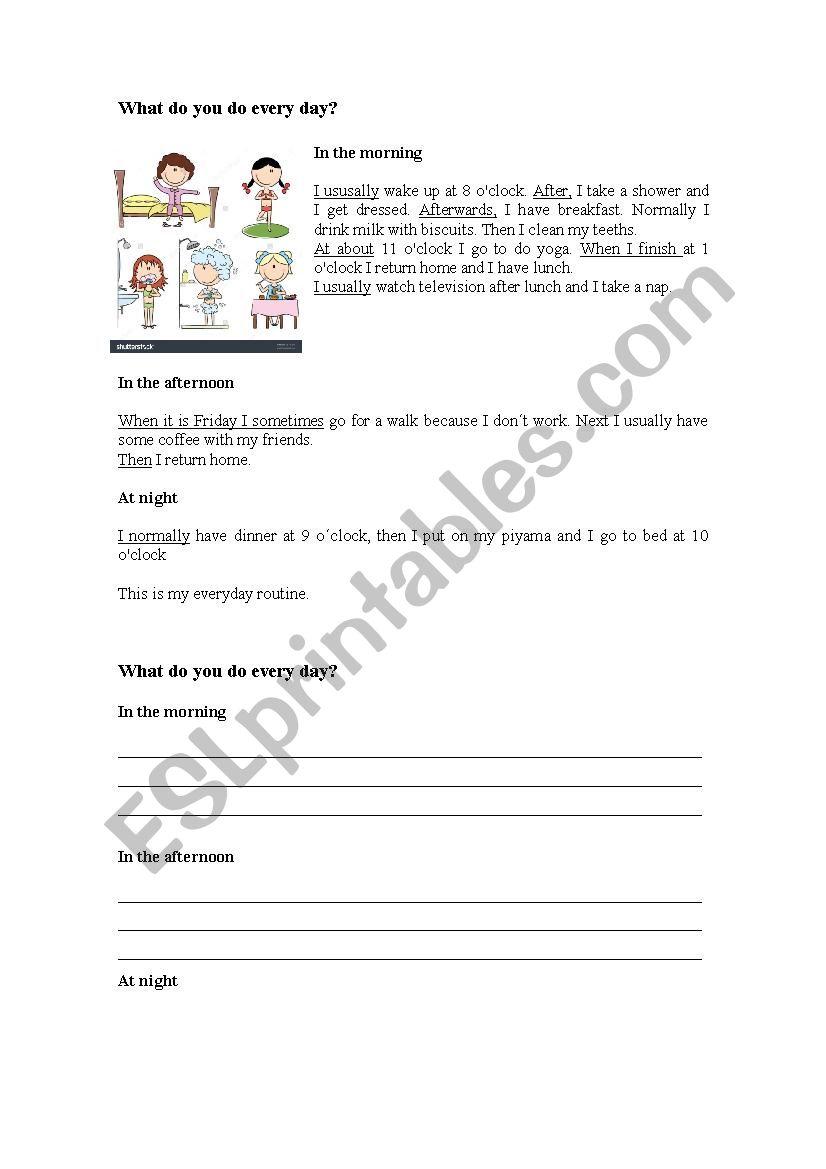 Daily rutines  worksheet