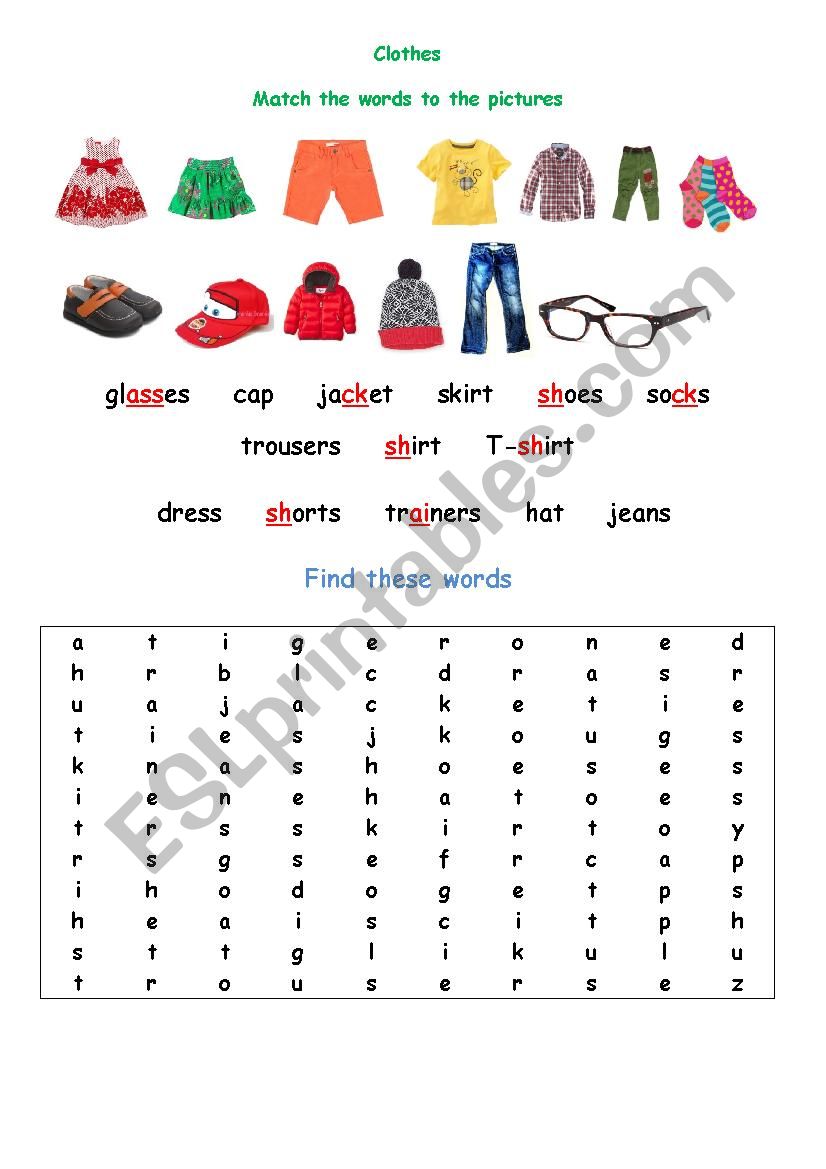 Clothes Wordsearch - ESL worksheet by victory_12!