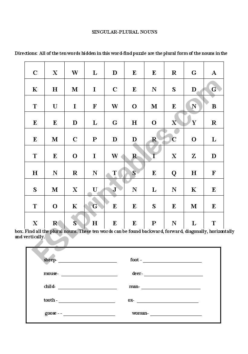 Singular and Plural Nouns (Irregular Nouns)