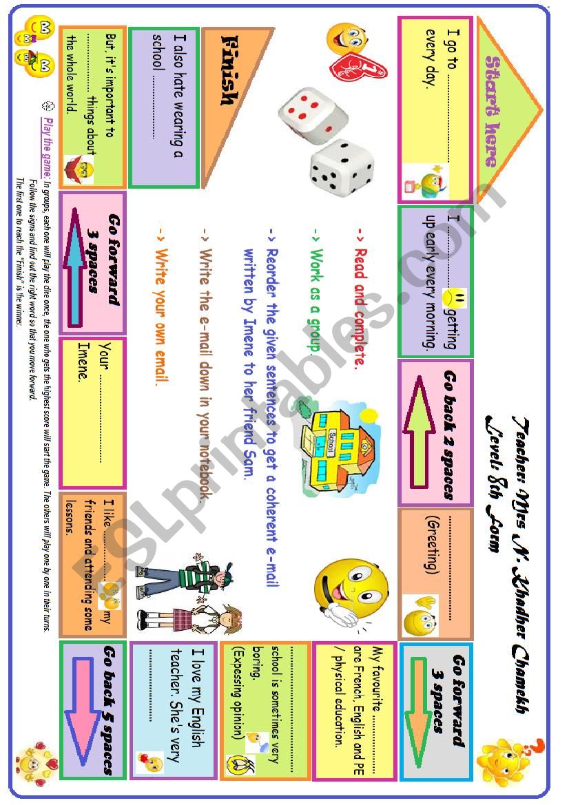 A board game about feelings and opinion towards school