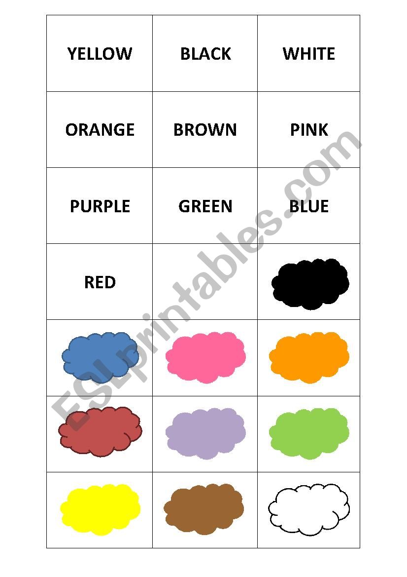 Memory cards Colours - ESL worksheet by marayiah